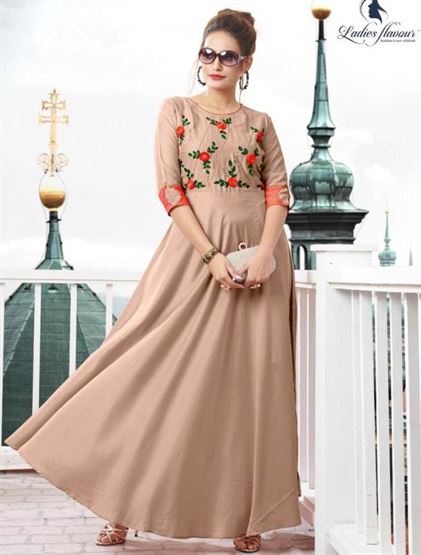 Ladies Flavour present Diss Miss Nx Designer Muslin Gown Style Long Kurti Collection