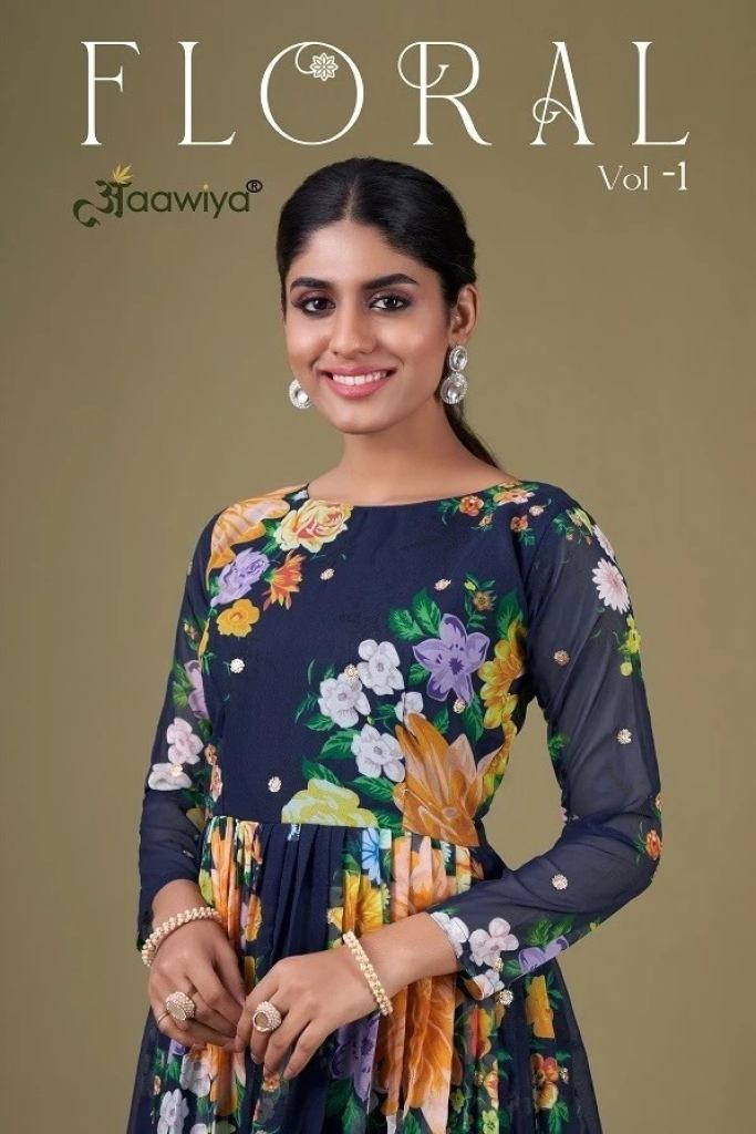 Aawiya Floral Vol 1 Georgette Digital Printed Gown Collection 