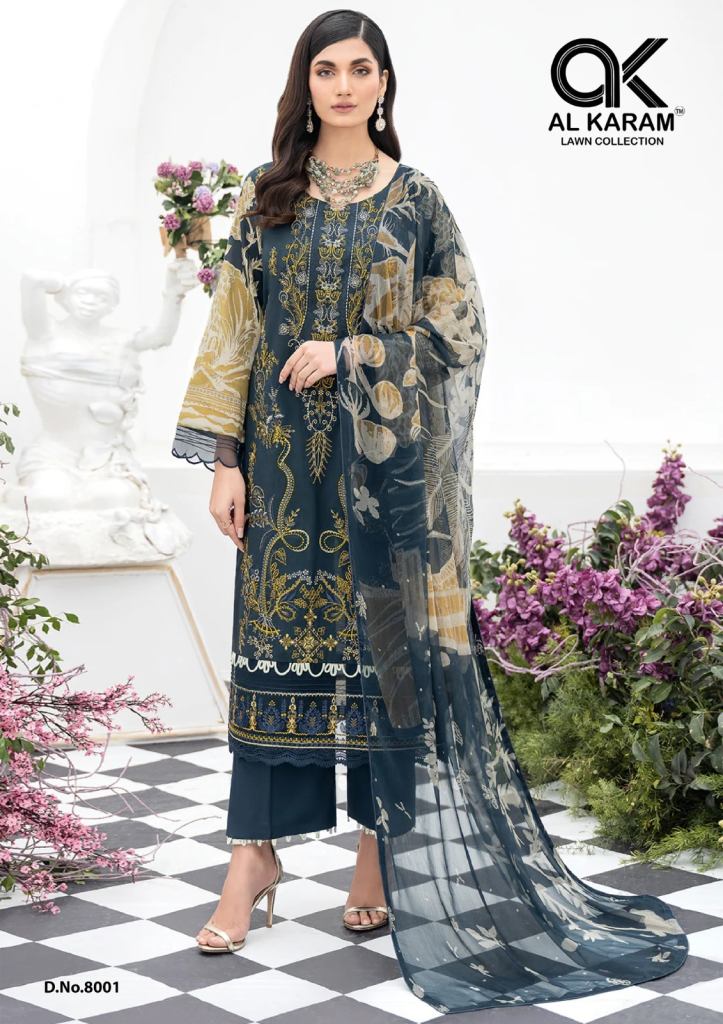 Al Karam Kesariya Vol 8 Karachi Cotton Dress Materials on wholesale