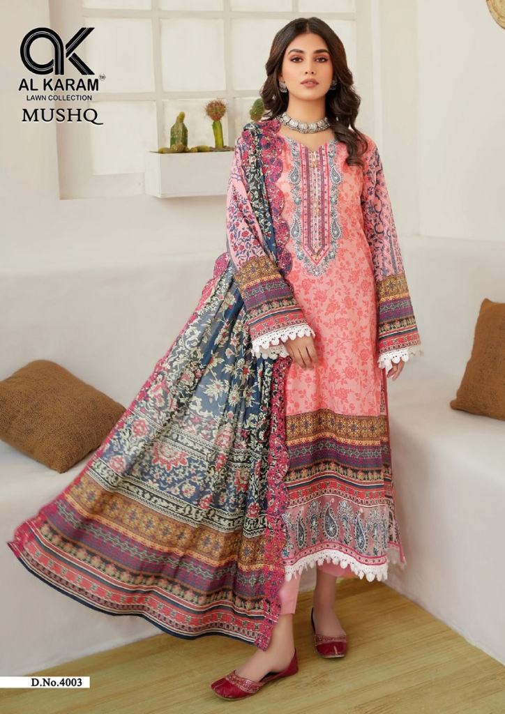 Al Karam Mushq 4 Karachi Cotton Printed Dress Material Collection