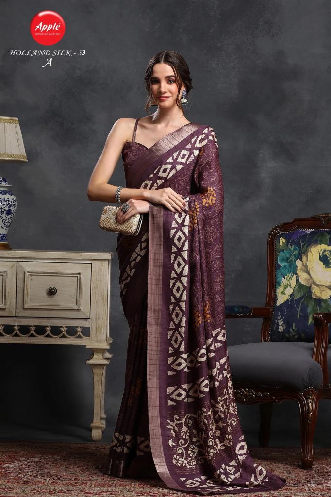 Alluring Apple Holland 53 Lovely Designer Silk Blend Printed Saree Set