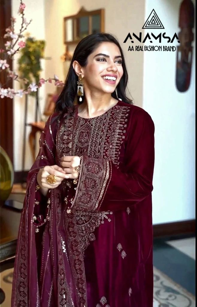Anamsa 255 Velvet Embroidered Pakistani Salwar Suits