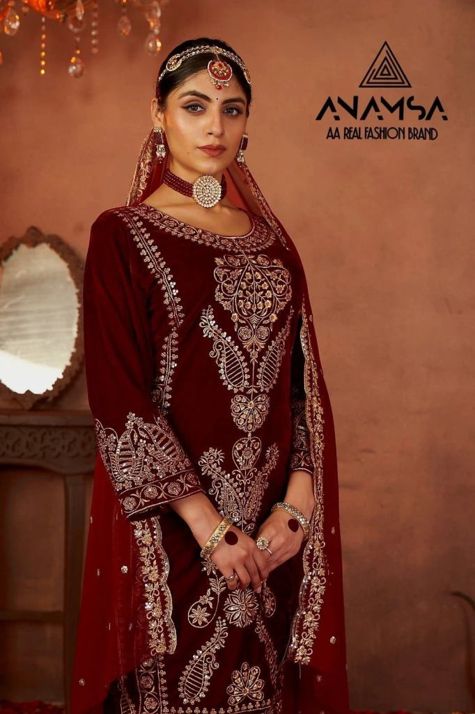 Anamsa 261 Pure Velvet Pakistani Salwar Suits