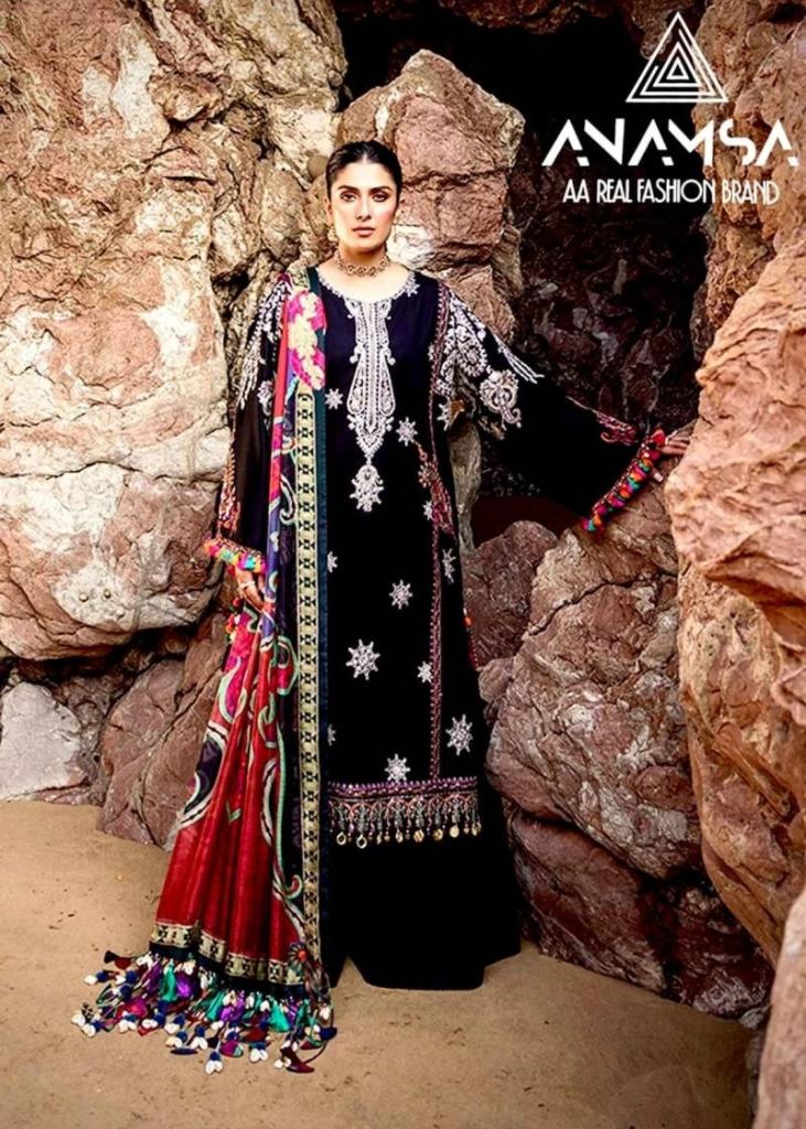 Anamsa 438 Rayon Embroidery Pakistani Style Dress Material 