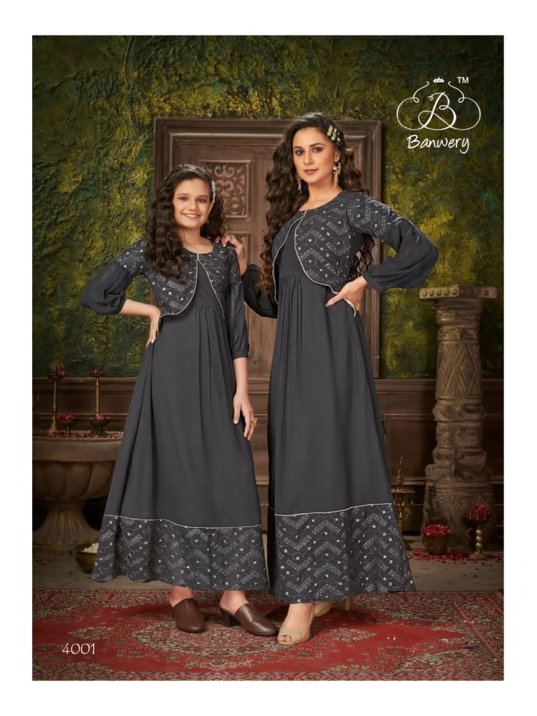  Banwery   Me & Mom Vol 4 Mother-Daughter combo Embroidery with Sequence Long Gown Kurti catalog  