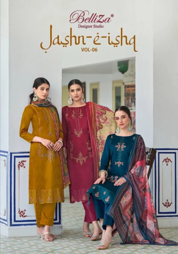 Belliza Jashn E Ishq Vol 6 Cotton Printed Embroidery Salwar Suit 