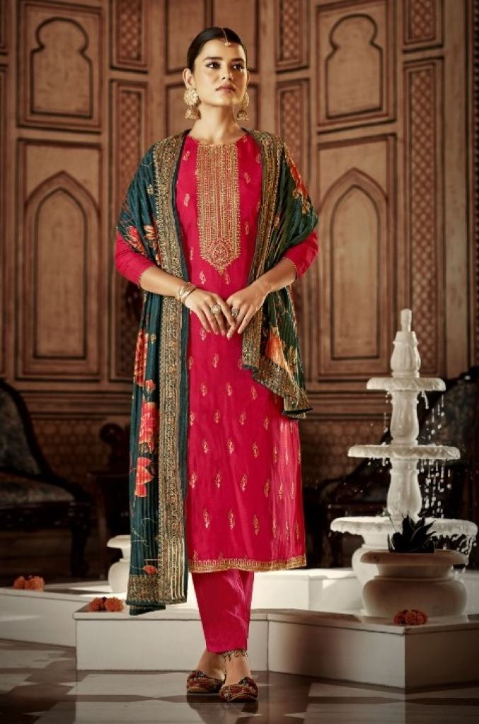 Belliza Utsav Ethnic Wear Viscose Jacquard With Embroidery Dress Materials