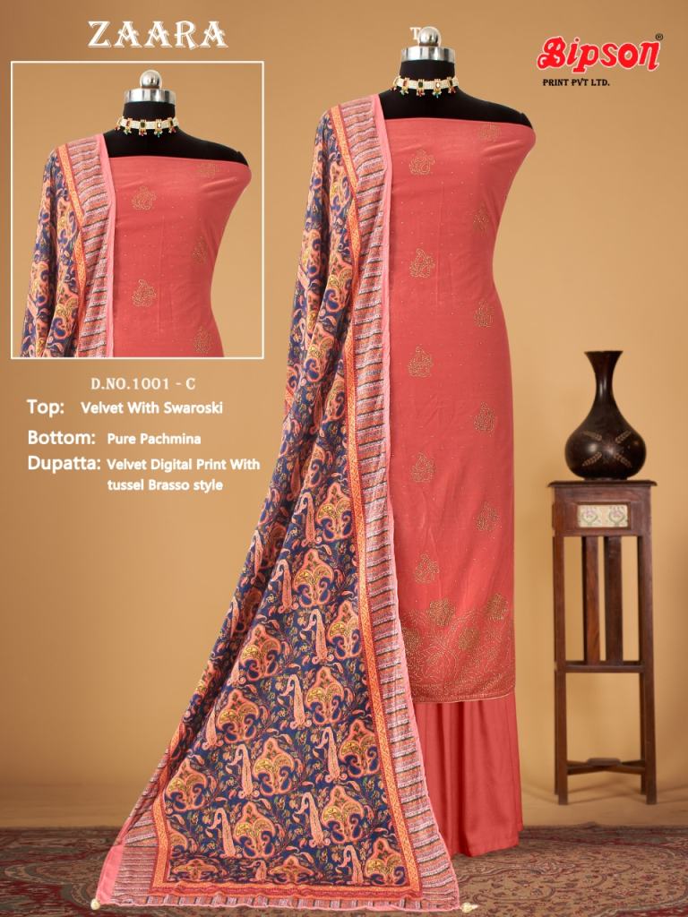 Bipson Zaara 1001 Pashmina velvet Dress Material Collection