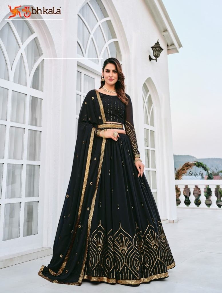 Black  Georgette Embroidery Fancy Designer Lehenga Collection