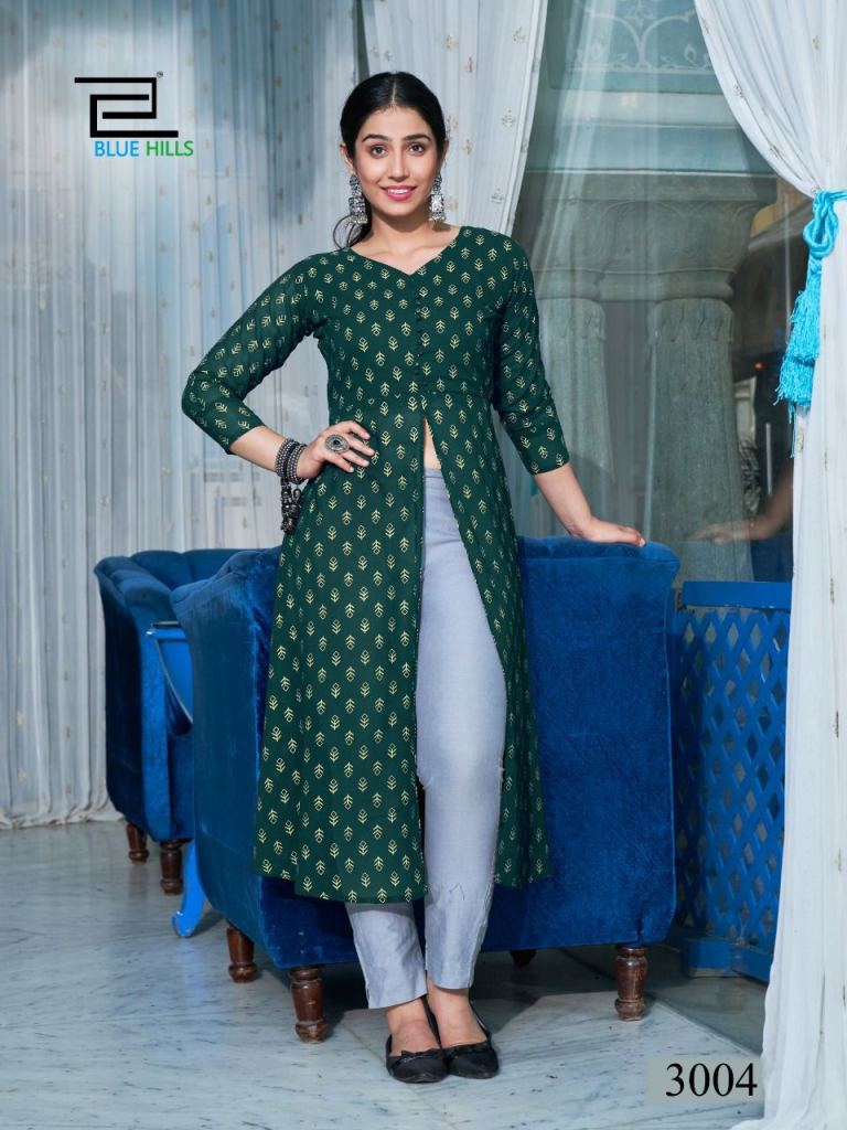 Blue Hills Zia vol  3 Regular Wear Georgette Kurtis Collection Buy  Front Slit Cut Wholesale Kurtis in India