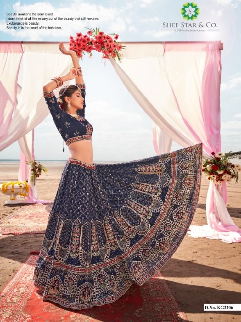  Blue Georgette with Thread Sequence work  Bridal Lehenga Choli collection 