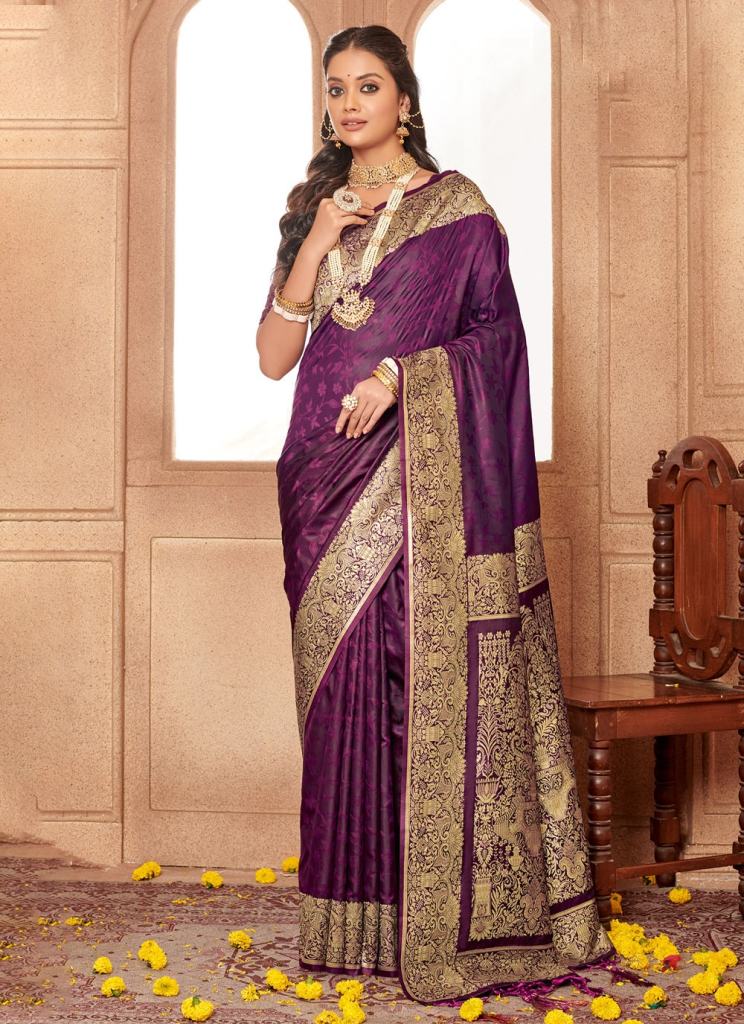 Bunawat Zamdani Silk Ethnic Wear Banarasi Silk Rich Pallu Saree Collection