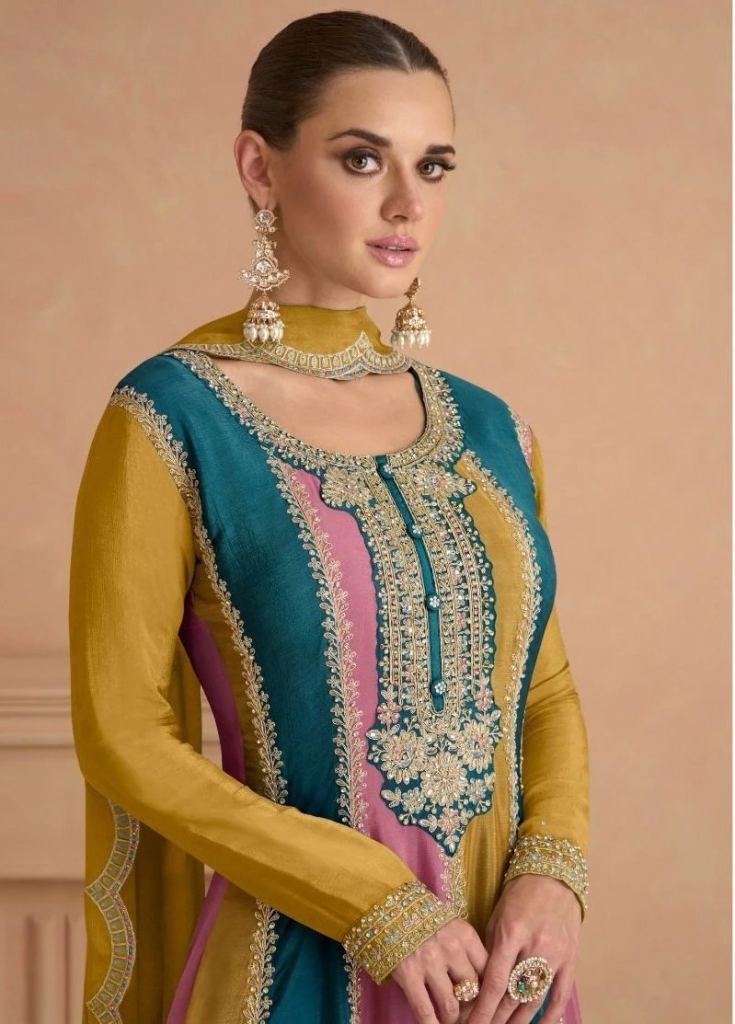 Designer Gulkayra Izhar 7441  Gorgeous Real Chinon Designer Salwar Suits Material 