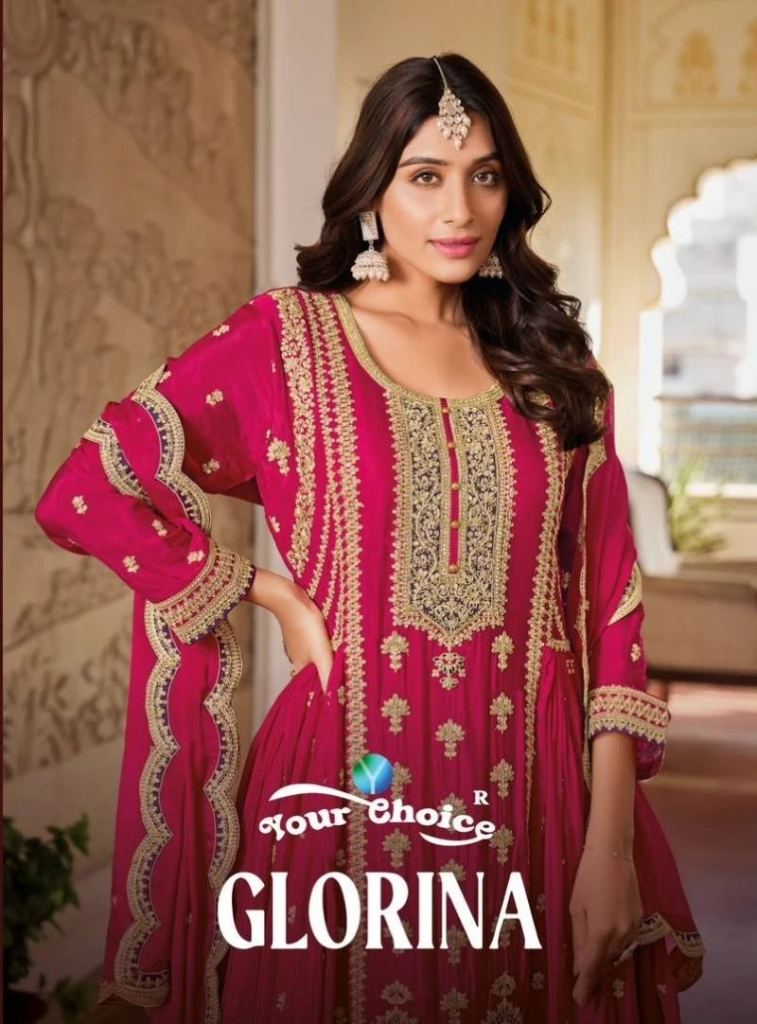Designer Your Choice Glorina 1001 Chinon With Full Embroidery Dress Material