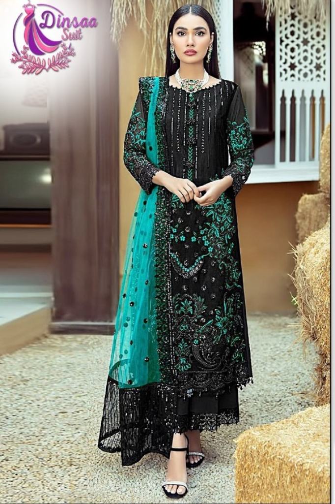 Dinsaa 102 Georgette Embroidery  Pakistani Salwar suits collection