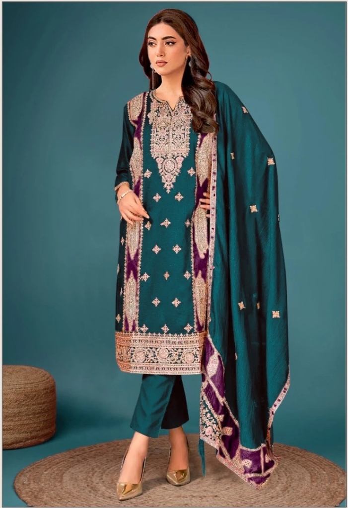 Dinsaa 239 Chinnon Silk Embroidery Pakistani Suits