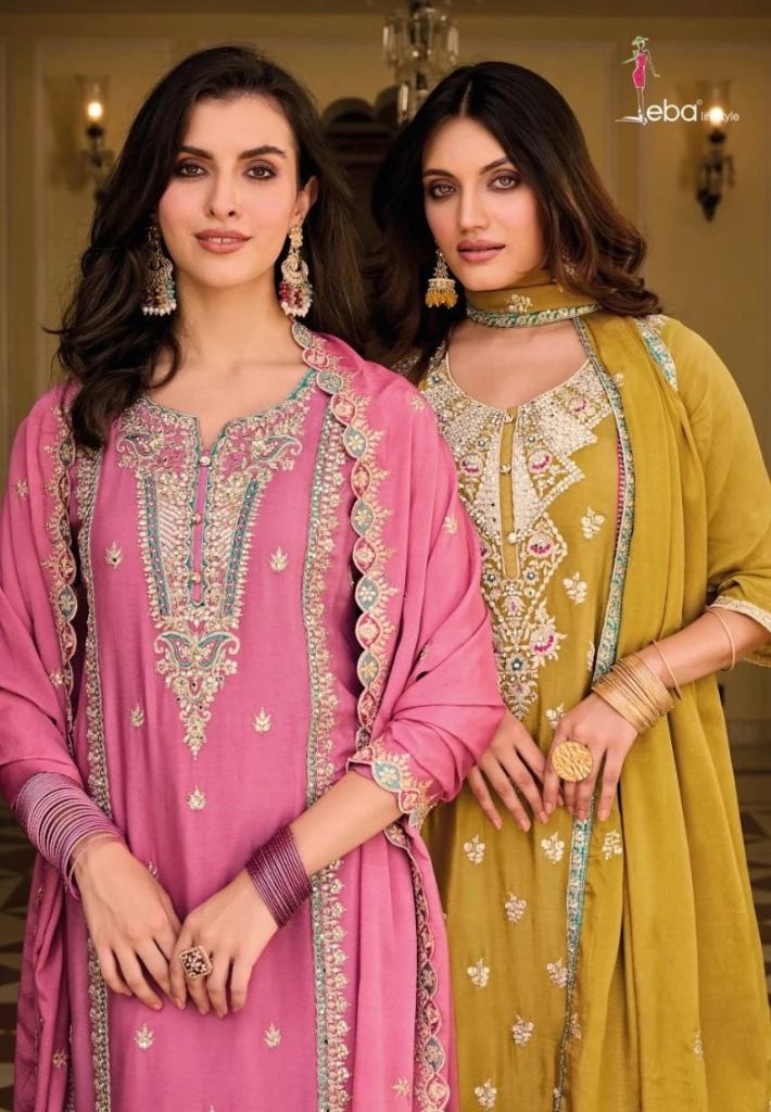 Eba Ayat Heavy Chinnon Embroidered Salwar Suits
