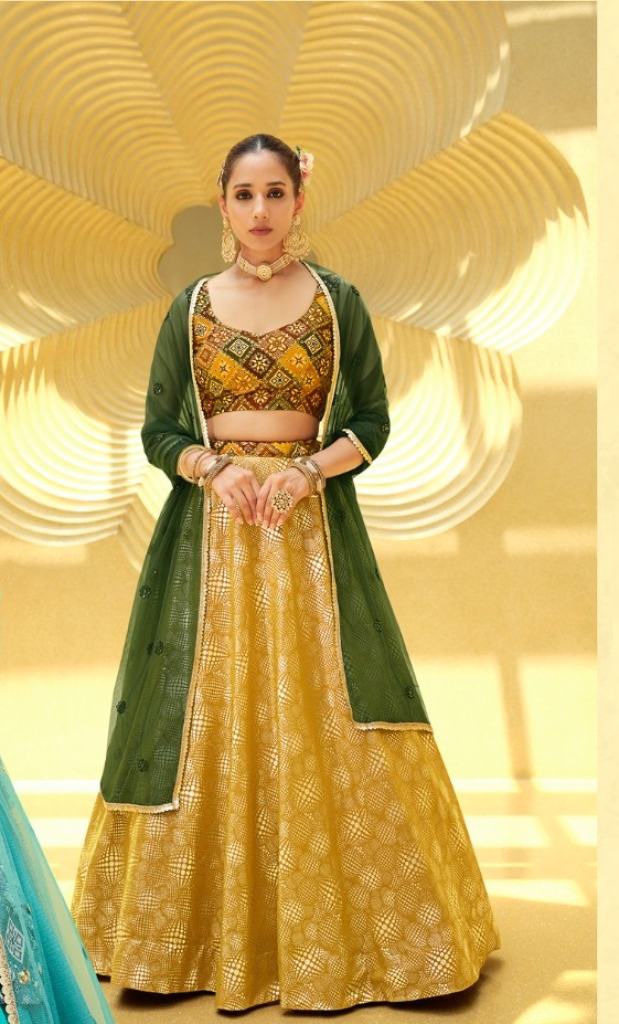 Flouracent Green  Stitched Crop-top Style Lehenga Choli Collection