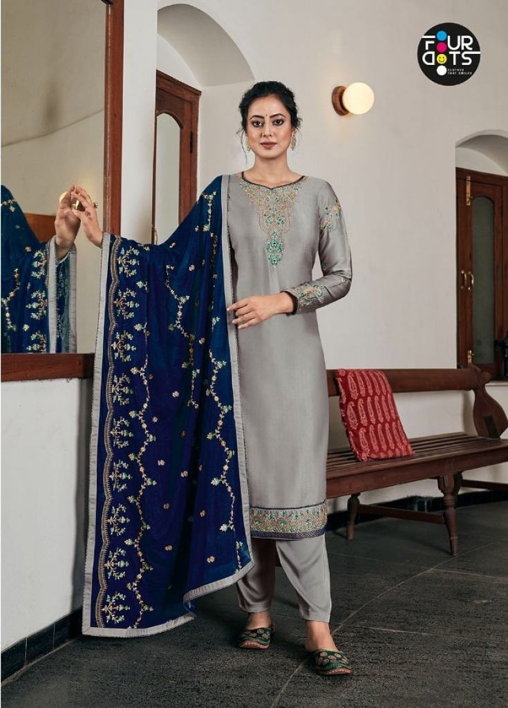 Four Dots Rivaaj Designer Satin Embroidery Salwar suits catalog 