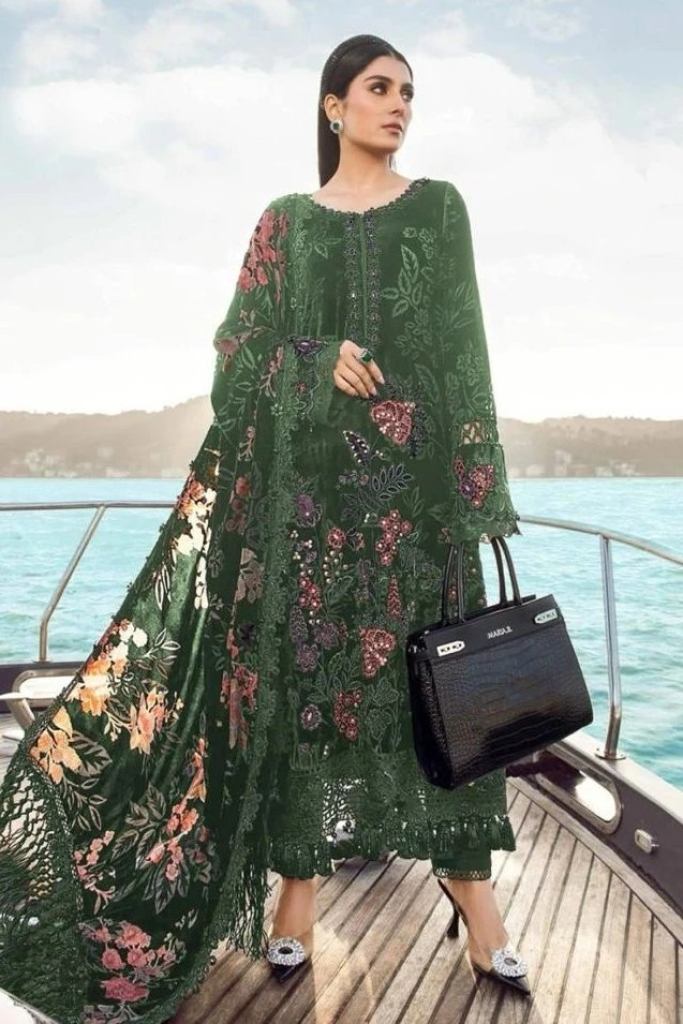 Hazzel Maria B Vol 4  Rayon Cotton Pakistani Embroidery Dress Material 