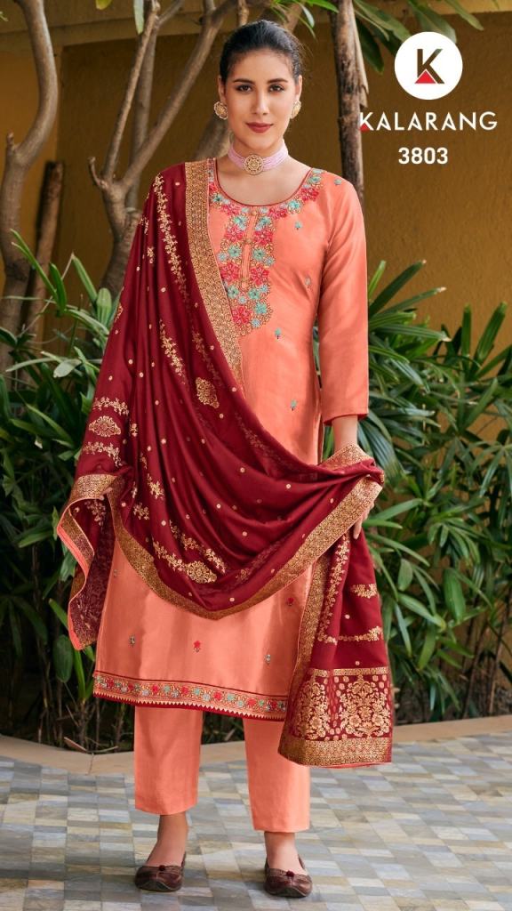 Kalarang Saveri Silk Embroidery Designer Dress Material collection