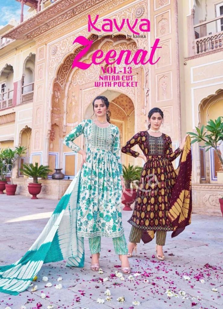 Kavya Zeenat Vol 13 Fancy Printed Neck Embroidery Casual Wear Salwar Suit