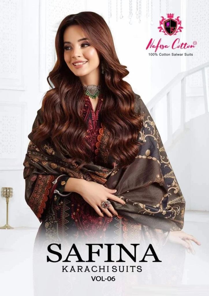 Latest Nafisa Safina Vol 6 Cotton Printed Salwar Suit Material