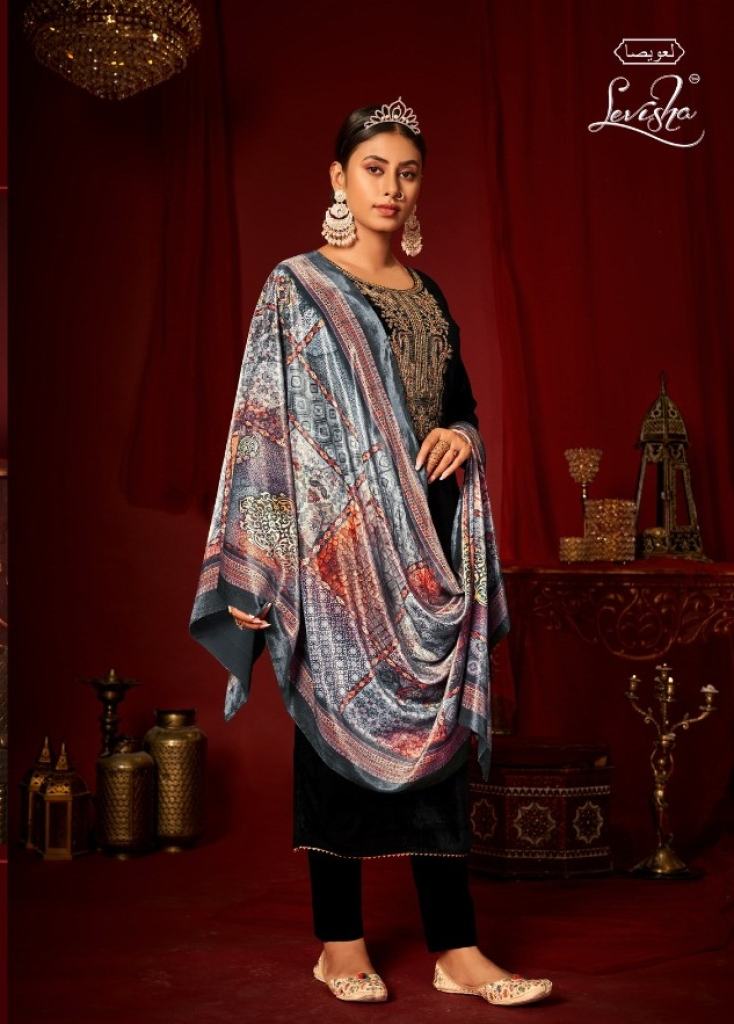 Levisha Mehreen Designer Wear Velvet Pashmina Dress Material catalog 