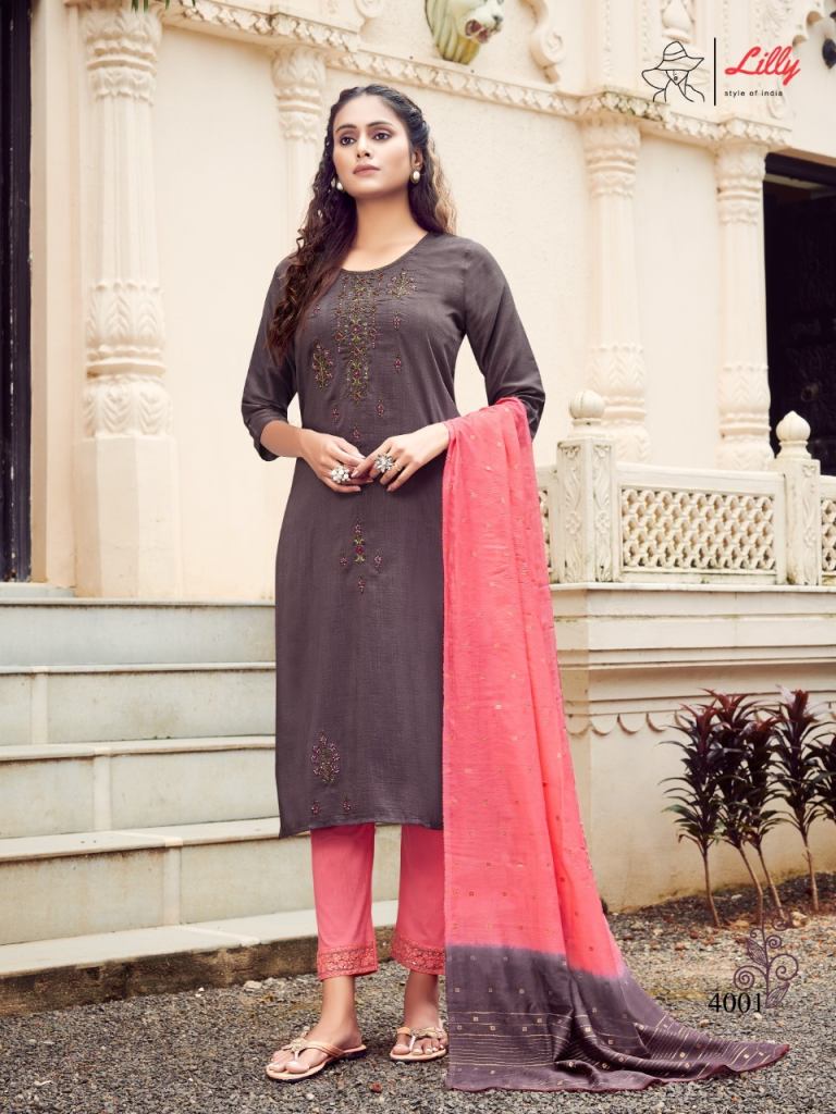 Lilly Punam Catalog Exclusive Wear Readymade Top Bottom With Dupatta