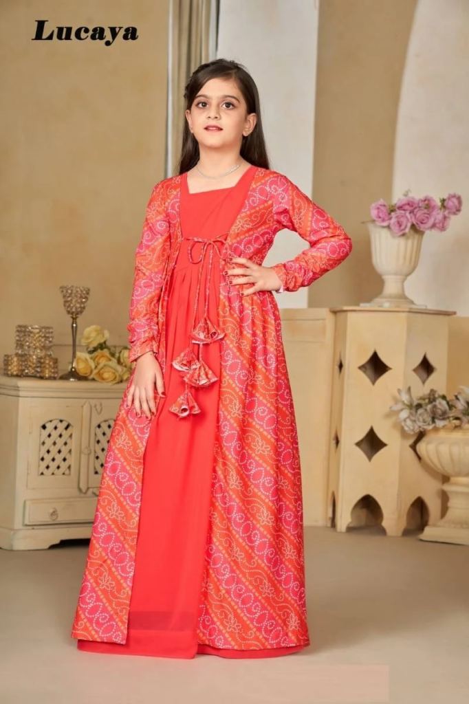 Lucaya Jenny vol 5 Georgette Fancy Printed Kids Gown Collection 