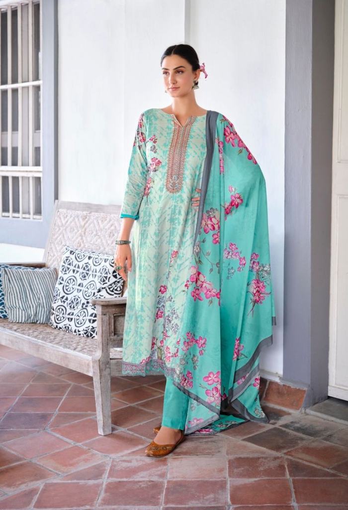 Mumtaz Arts Mogra Lawn Cotton Embroidery Dress Material 