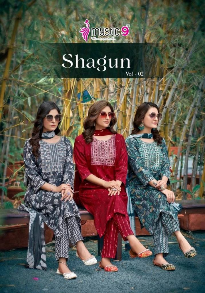 Mystic 9 Shagun Vol 2 Rayon Embroidery  Festival Salwar Suit 