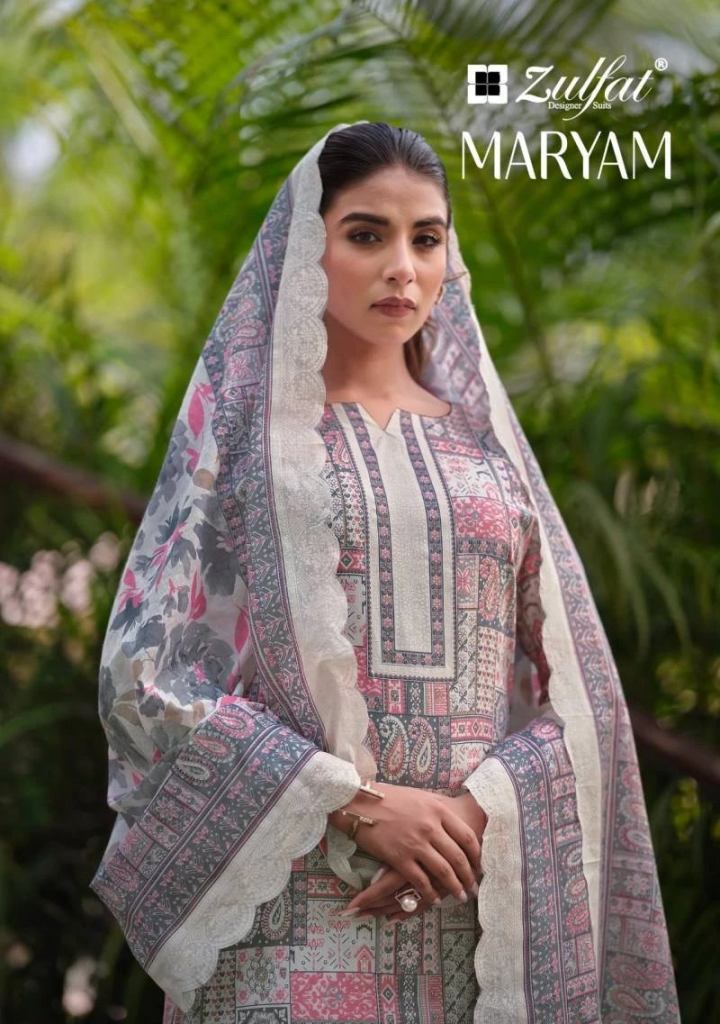New Arrival Zulfat Maryam Pakistani Style Cotton Dress Material 