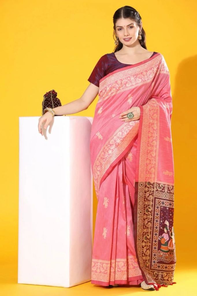 New Classy Aab Dulhan Handloom Amazing Elegant Raw Silk Saree Collection