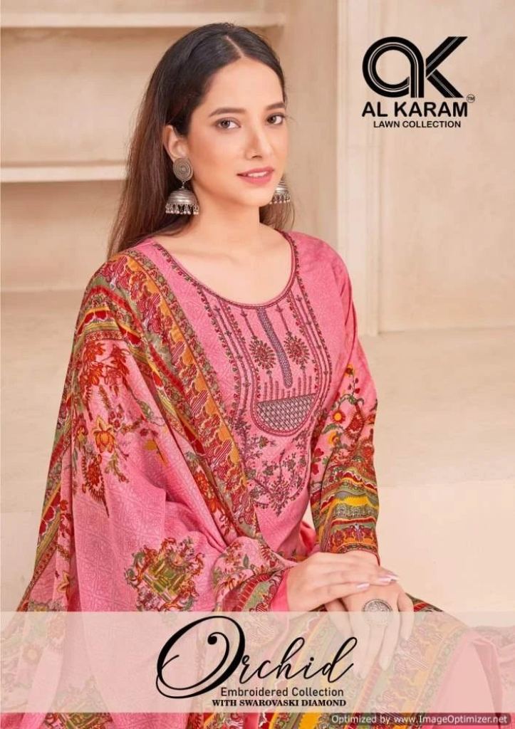 Pakistani Al Karam Orchid Vol 1 Soft Cotton Dress Material 