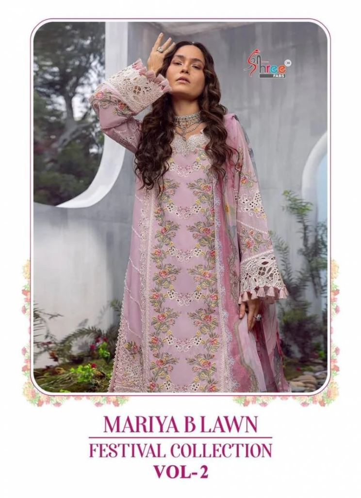 Pakistani Style Shree Mariya B Vol 2 Lawn Cotton Embroidery Dress Material 