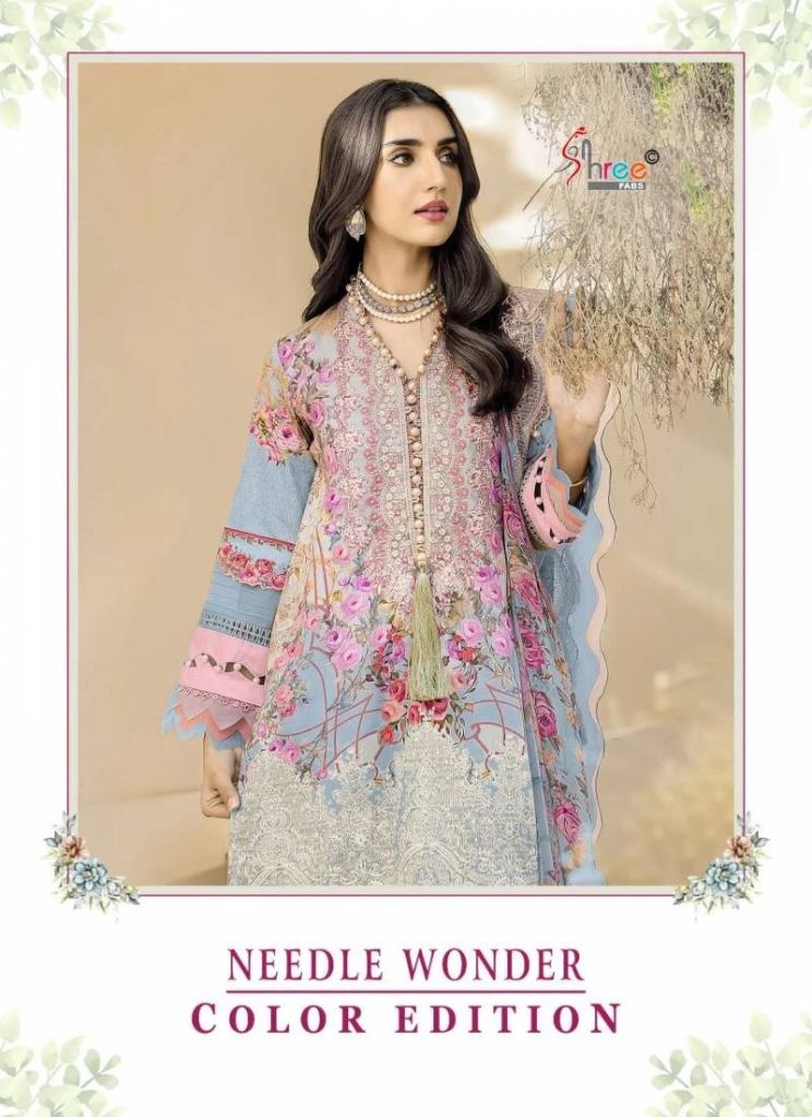 Pakistani Style Shree Needle Wonder Color Edition Cotton Printed Dress Materials