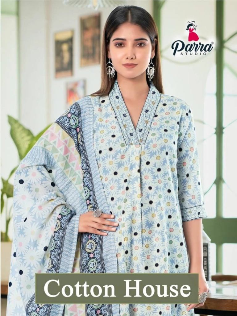 Parra Cotton House Mill Printed Embroidery Salwar Suit 