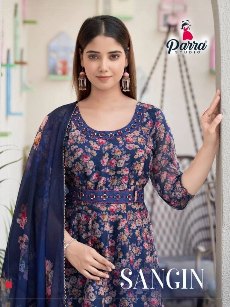 Parra Sangin Soft Organza Floral Printed Anarkali Salwar Suit 