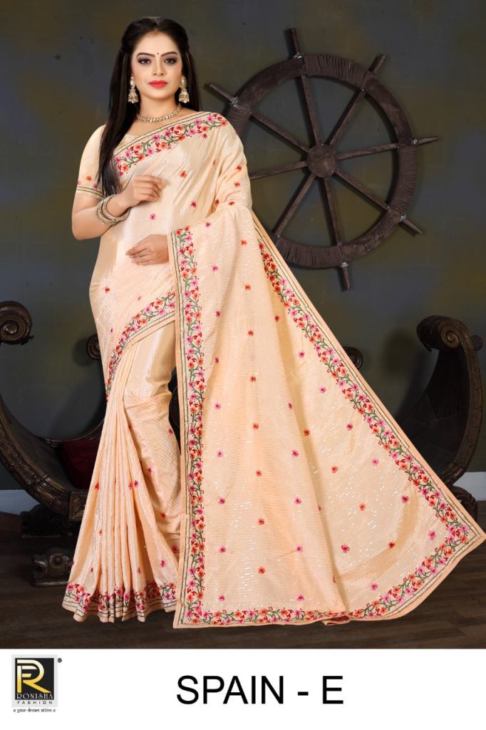 Ronisha Spain fancy sequence work Bollywood style party wear saree collection