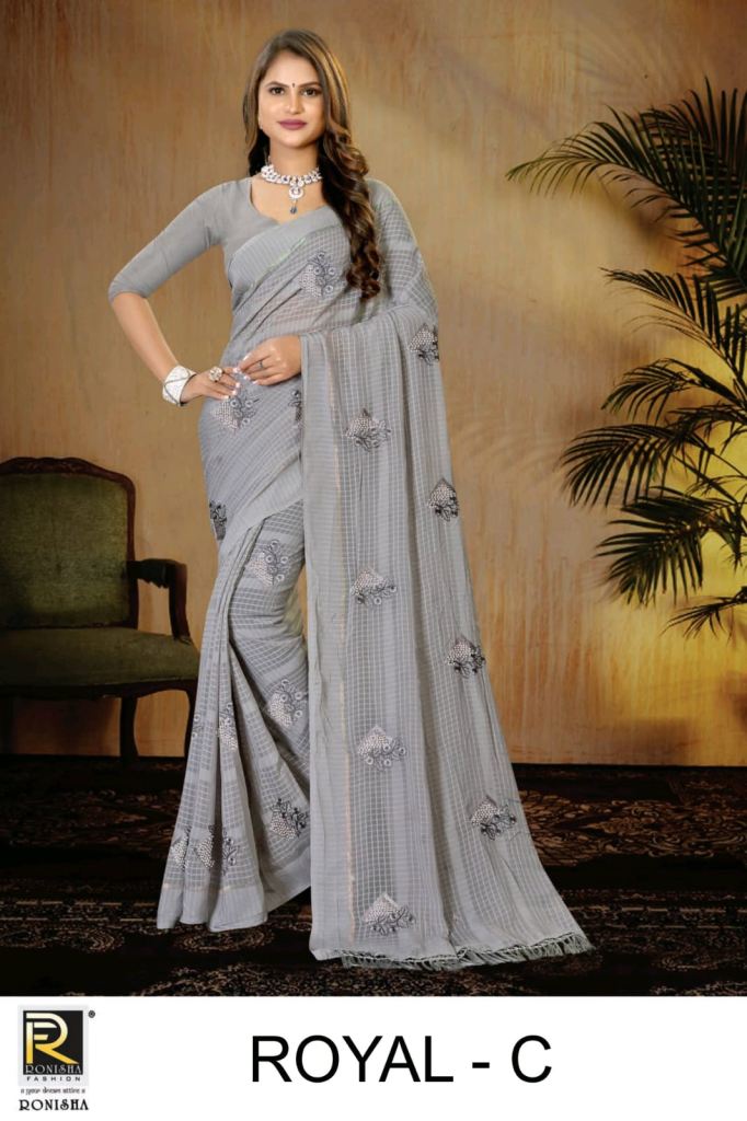 Ronisha Royal Georgette Beautiful Embroidery Saree Collection