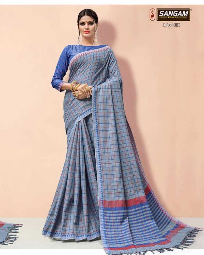 Sangam presents  Linen Handloom Designer  Saree Collection