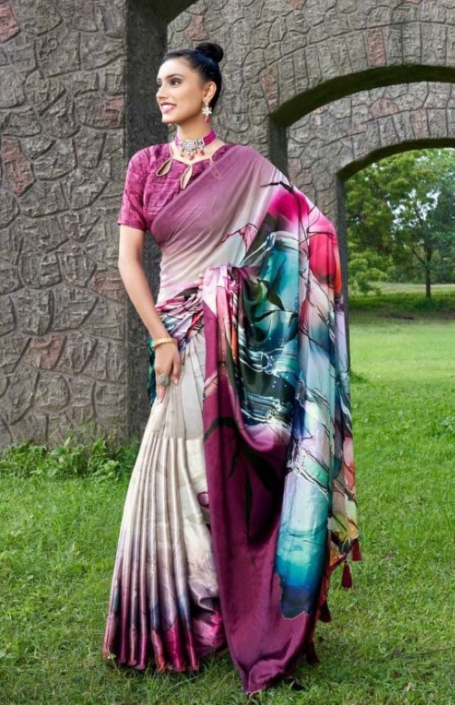 Saroj Katrina Bollywood Style Satin Georgette Digital Printed Saree Collection