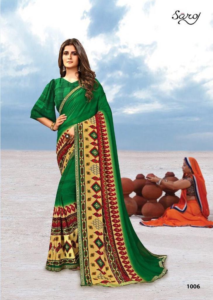 Saroj Megha Georgette Printed Wholesale Party Wear sarees  Catalog