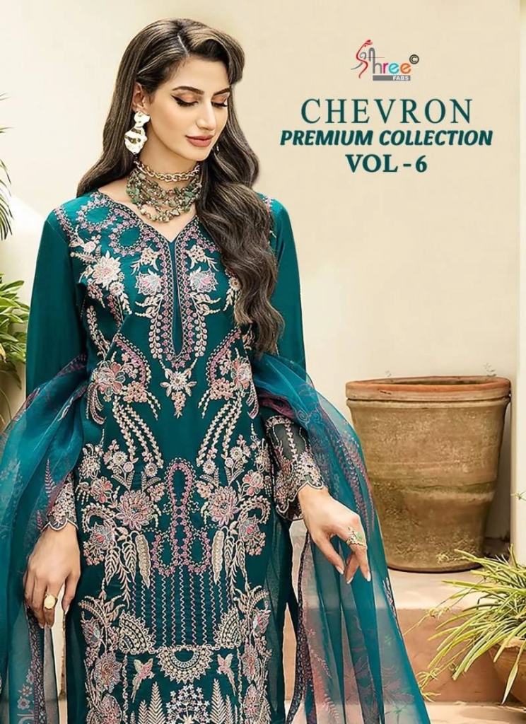 Shree Chevron Premium Collection Vol 6 Rayon Suit With Cotton Dupatta Set 
