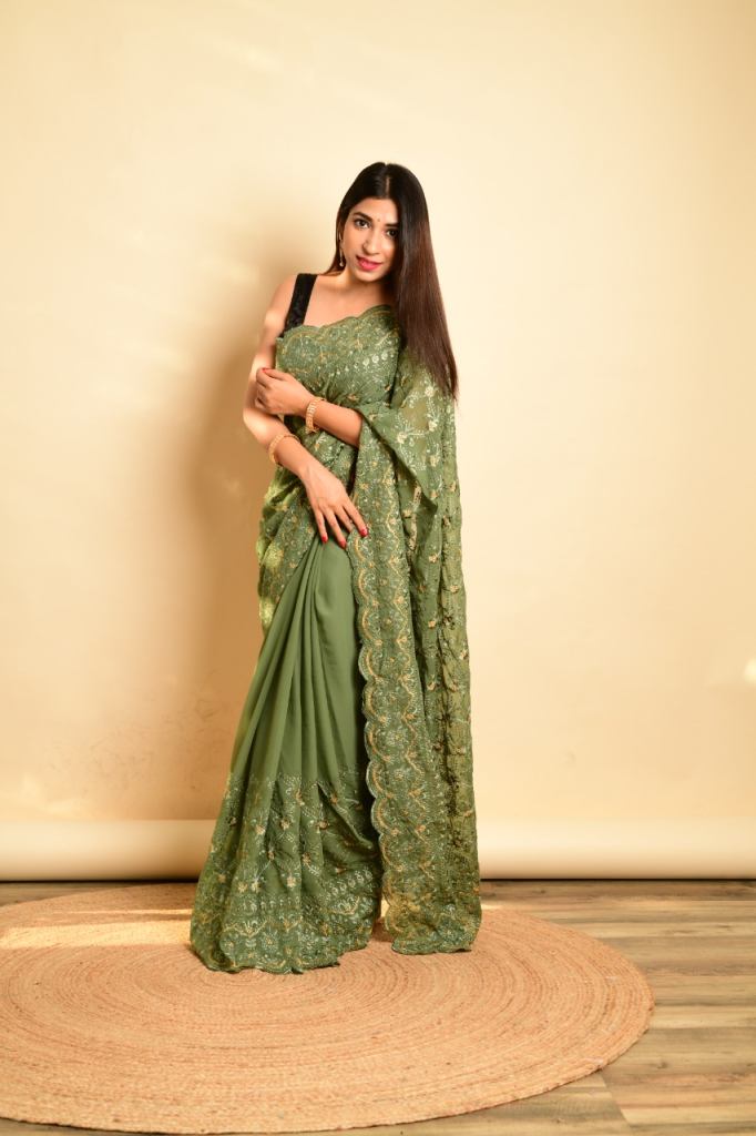 Sitara  Fancy Georgette kashmiri work  Designer saree collection 