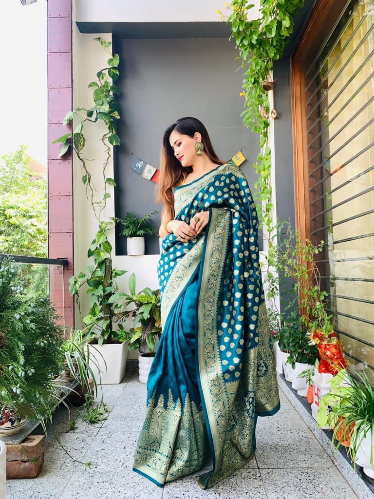 Sky blue Banarasi Silk Designer Wear collection