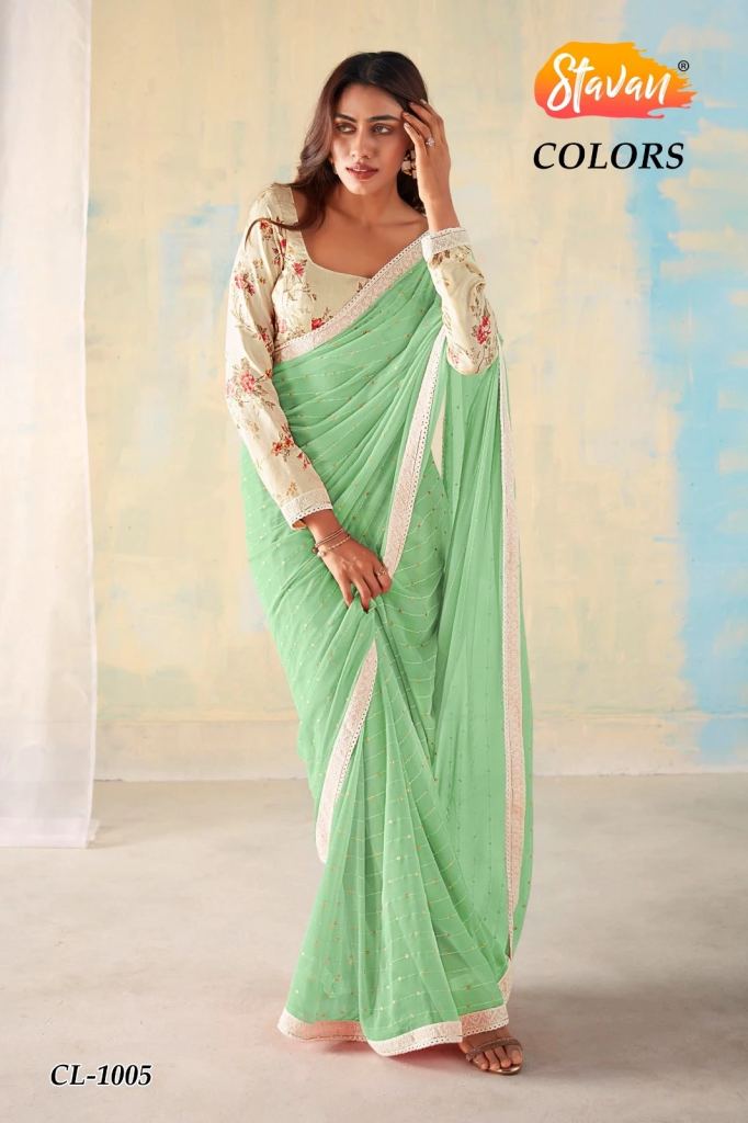 Stavan Sadi Colours Georgette Fancy Weaving Sarees