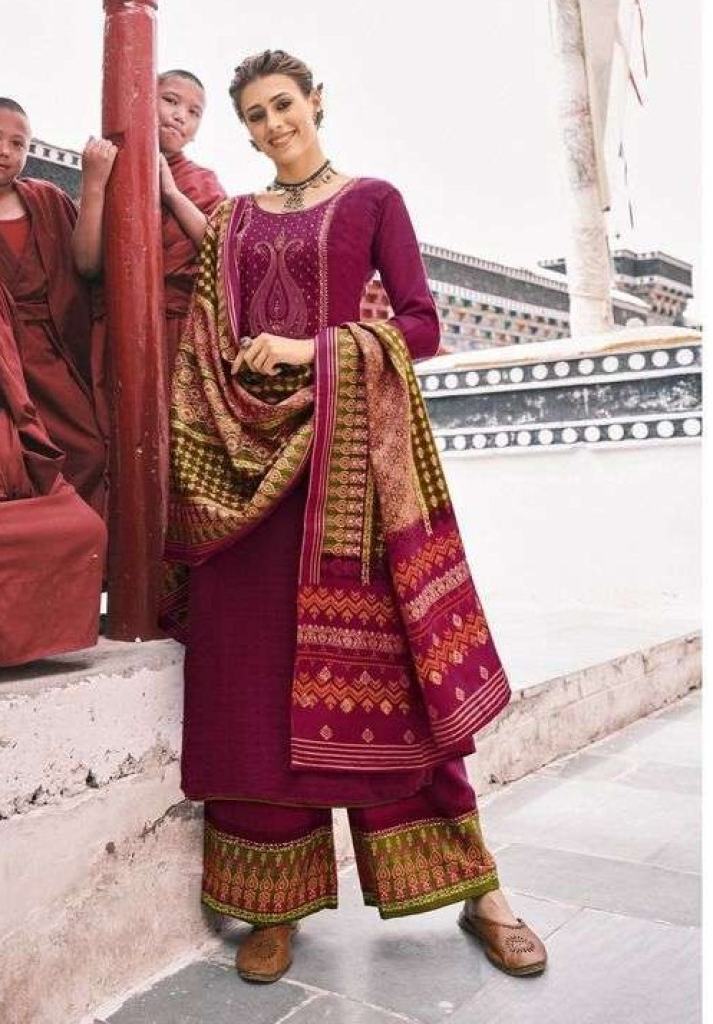 Tanishk  Leh Pashmina Print With Embroidery Work Dress Material Catalog