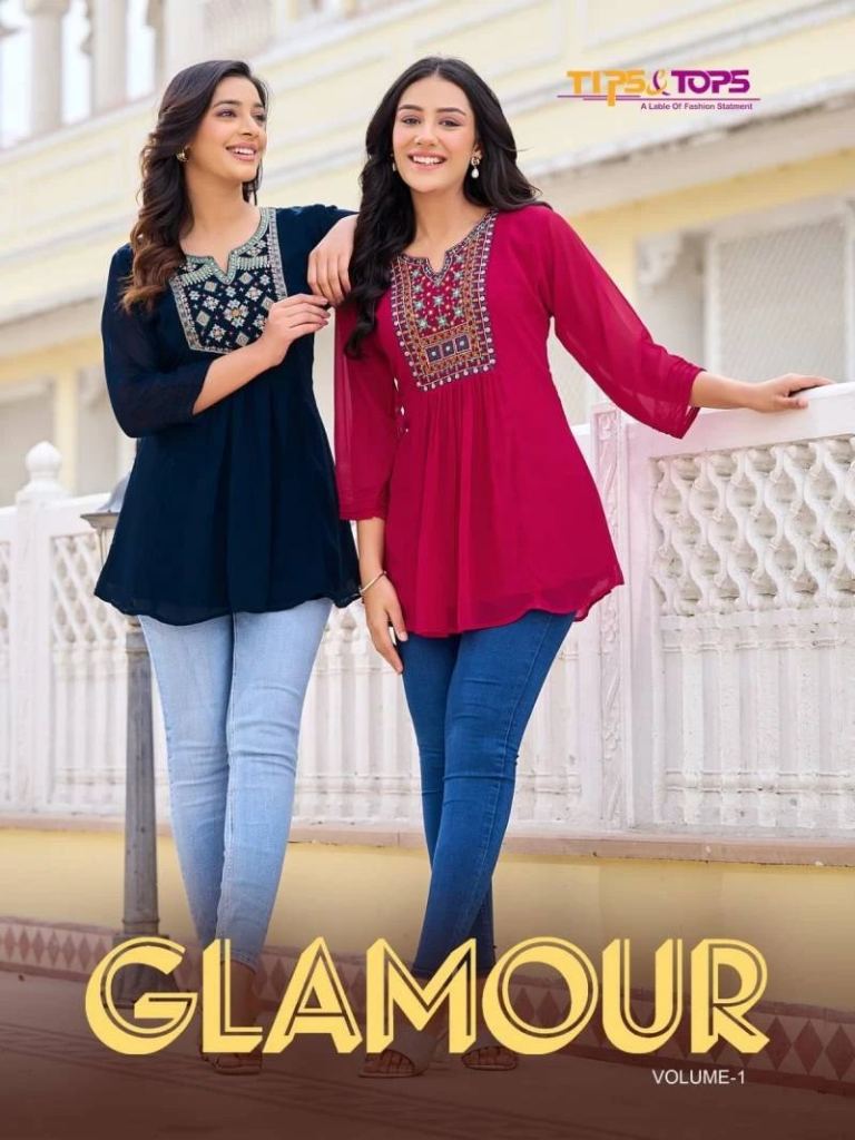 Western Tips And Tops Glamour Vol 1 Georgette With Embroidery Kurti Collection 